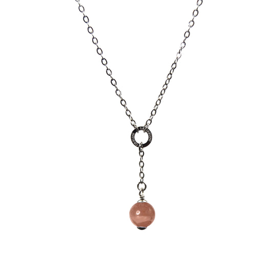 Collana Mini Zodiac + Pietra di luna pesca